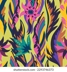 Farbiges psychedelisches Ziermuster. Funky Textur mit bunten abstrakten organischen Formen.