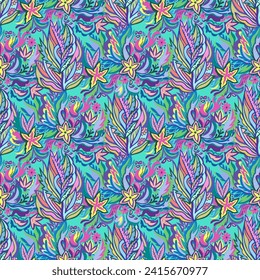 Patrón psíquico ornamental colorido. Textura divertida con formas orgánicas abstractas y coloridas. Ilustración vectorial.