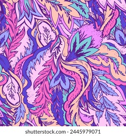 Patrón psicodélico ornamental colorido. Textura Funky con coloridas Formas orgánicas abstractas. Ilustración vectorial.