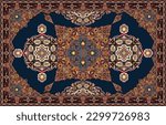 Colorful ornamental vector design for rug, tapis, yoga mat. Geometric ethnic clipart. Arabian ornamental carpet with decorative elements.Persian carpet,	