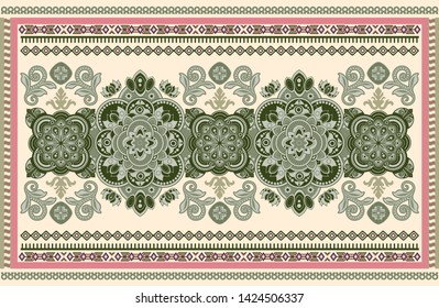 Colorful ornamental vector design for rug, carpet, tapis. Persian, Turkey rug, textile. Geometric floral backdrop. Abstract ornament with decorative elements. Abstract rectangular geometric carpet
