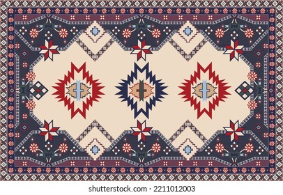 Colorful ornamental vector design for rug, tapis, yoga mat. Geometric ethnic clipart. Arabian ornamental carpet with decorative elements.Persian carpet,