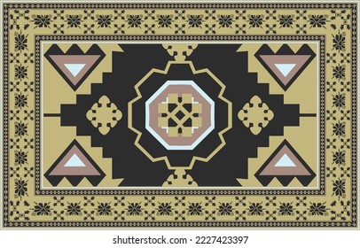 Colorful ornamental vector design for rug, tapis, yoga mat. Geometric ethnic clipart. Arabian ornamental carpet with decorative elements.Persian carpet,