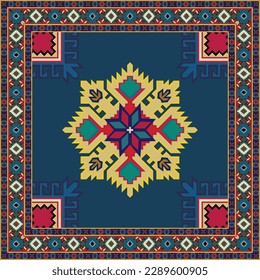 Colorful ornamental vector design for rug, tapis, yoga mat. Geometric ethnic clipart. Arabian ornamental carpet with decorative elements.Persian carpet