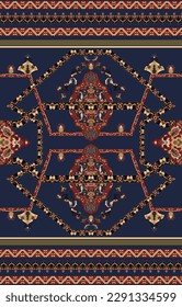 Colorful ornamental vector design for rug, tapis, yoga mat. Geometric ethnic clipart. Arabian ornamental carpet with decorative elements.Persian carpet