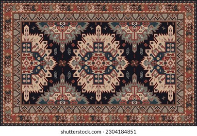 Farbiges dekoratives Vektordesign für Teppich, Tapis, Yogamat. Geometrische ethnische Clipart-Kunst. arabischer Zierteppich mit dekorativen Elementen.Persischer Teppich,