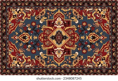 Farbiges dekoratives Vektordesign für Teppich, Tapis, Yogamat. Geometrische ethnische Clipart-Kunst. arabischer Zierteppich mit dekorativen Elementen.Persischer Teppich,	
