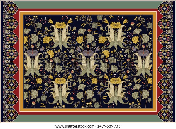 Colorful Ornamental Vector Design Rug Carpet Stock Vector Royalty