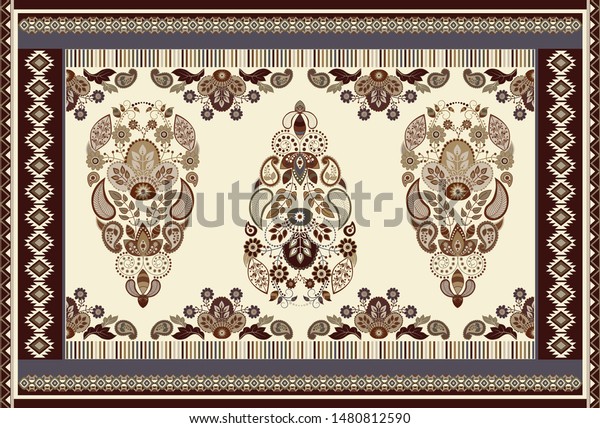 Colorful Ornamental Vector Design Rug Carpet Stock Vector Royalty