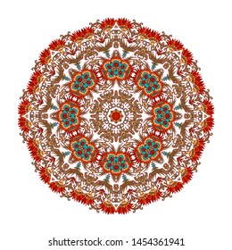 Colorful ornamental vector rosette- mandala on white background