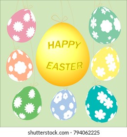 Colorful ornamented easter eggs.  Happy easter.   Holiday background. Easter set.  Illustration. Vector.    