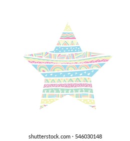 Colorful ornaments  star shape  doodle
vector illustration