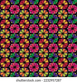 Colorful   ornate ethnic pattern  Mexican embroidery seamless pattern  Flower pattern  Doodle flowers dark backdrop  Colorful flower Day the dead background  Floral ornament  Dia de los muerto