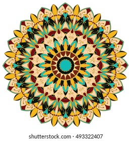 Colorful ornate mandala. Round eastern vector ornament. Design element.