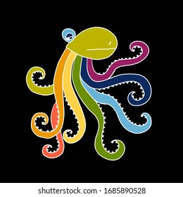 Colorful otopus. Simple style for your design. Vector illustration.