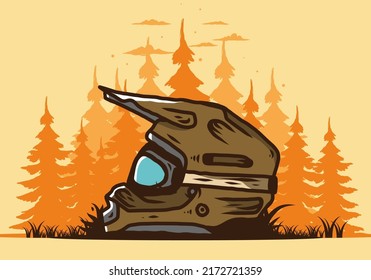 Colorful outdoor motocross trail helmet illustration design
