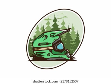 Colorful outdoor motocross trail helmet illustration design