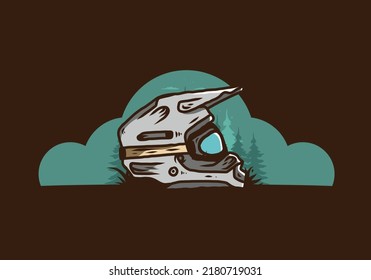 Colorful outdoor motocross trail helmet illustration design