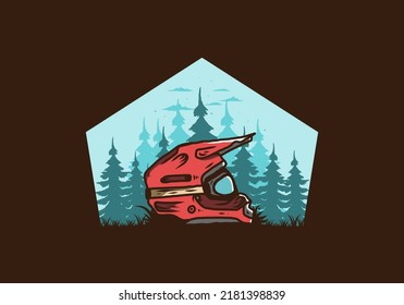 Colorful outdoor motocross trail helmet illustration design