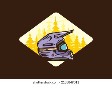 Colorful outdoor motocross trail helmet illustration design