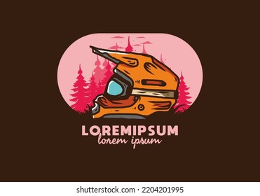 Colorful outdoor motocross trail helmet illustration design
