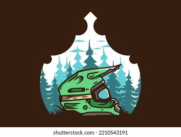 Colorful outdoor motocross trail helmet illustration design
