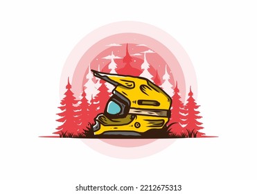 Colorful outdoor motocross trail helmet illustration design