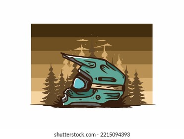 Colorful outdoor motocross trail helmet illustration design