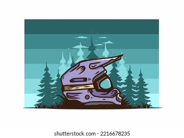 Colorful outdoor motocross trail helmet illustration design