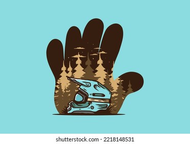 Colorful outdoor motocross trail helmet illustration design