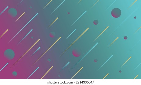 Colorful outer space abstract background design with shooting stars and planets. Geometric futuristic contemporary horizontal background. Vibrant abstract pop style background pattern design. 