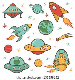 Colorful Outer Space Stickers Collection