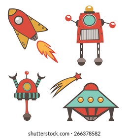 Colorful outer space stickers collection in vector format