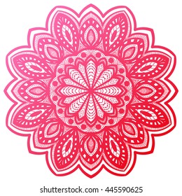 Colorful outline flower mandala. Vintage decorative element. Ornamental round doodle flower isolated on white background. Geometric circle element. Vector illustration.