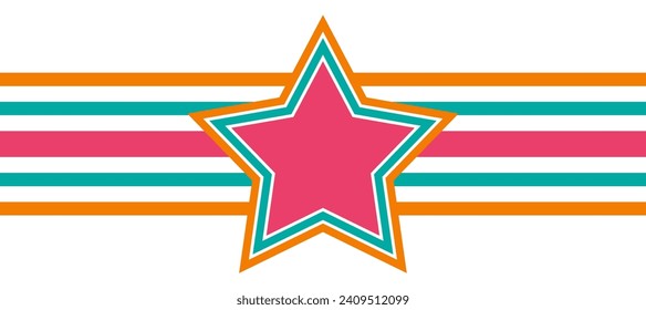 colorful outline star with stripes lines geometric design background