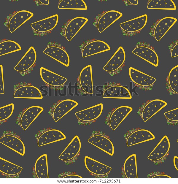 Colorful Outline Tasty Tacos On Black Stock Vector Royalty Free Images, Photos, Reviews
