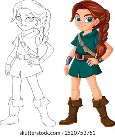 Colorful and outlined archer girl character design