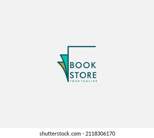 colorful outlined book store logo design template, usable for online store