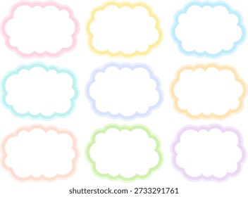 Colorido delineado en forma de nube marco de colección