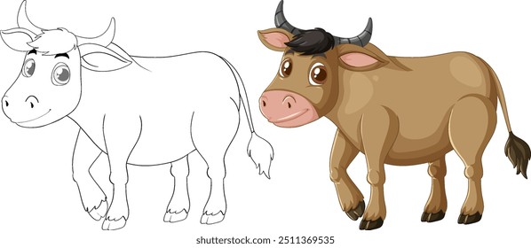 Ilustración vectorial de vaca colorida y delineada