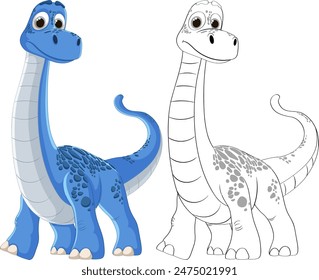 Colorful and outlined dinosaur characters standing together