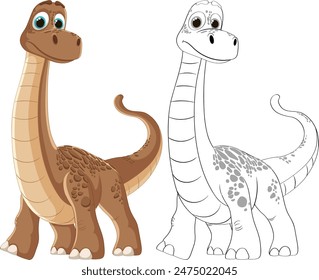 Colorful and outlined dinosaur characters together