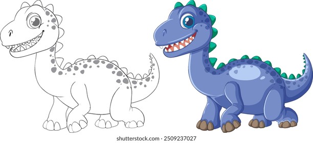 Colorful and outlined dinosaur for children