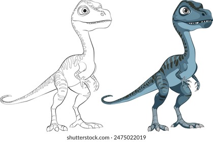 Colorful and outlined dinosaur illustration for kids