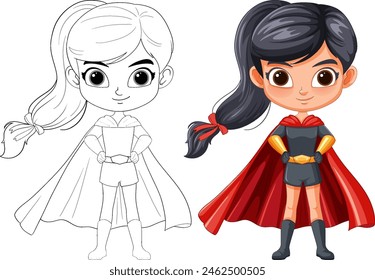 Colorful and outlined superhero girls illustration