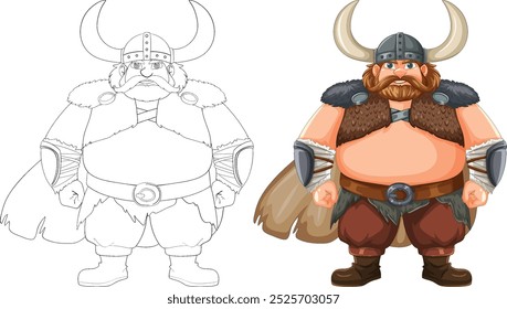 Colorido e esboçado personagem guerreiro viking