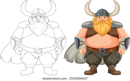 Colorful and outlined Viking warrior character