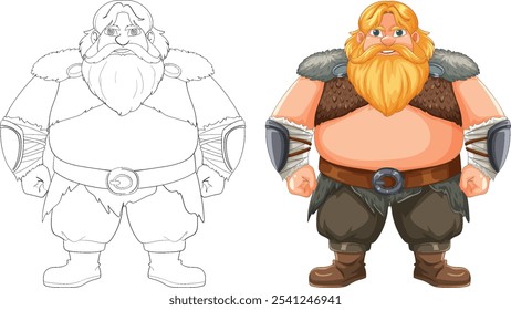 Colorful and outlined Viking warrior character