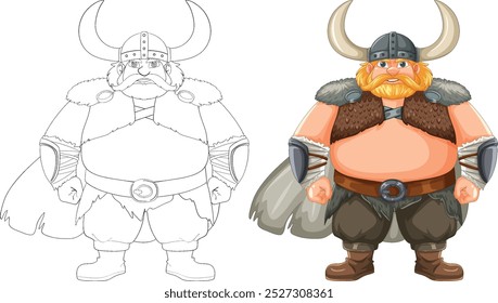 Colorful and outlined Viking warrior illustration