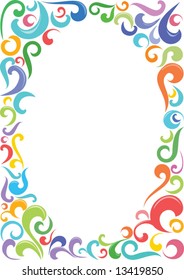 Colorful oval frame with space for text.